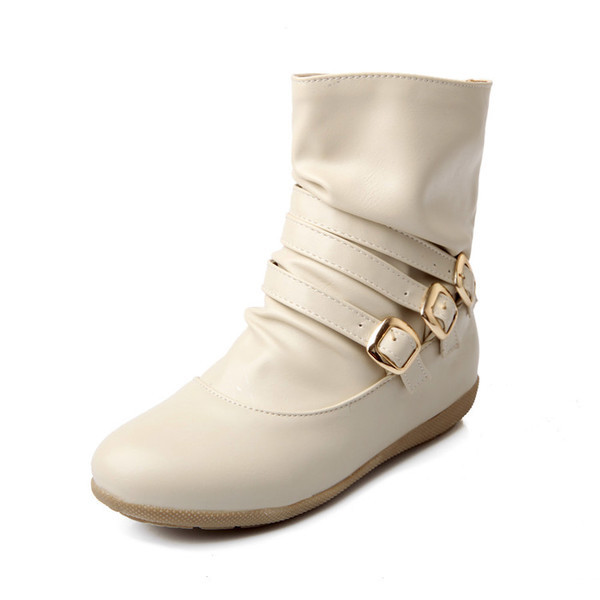 Μοντέρνες γυναικείες  μπότες με λουράκια σε τρία χρώματα