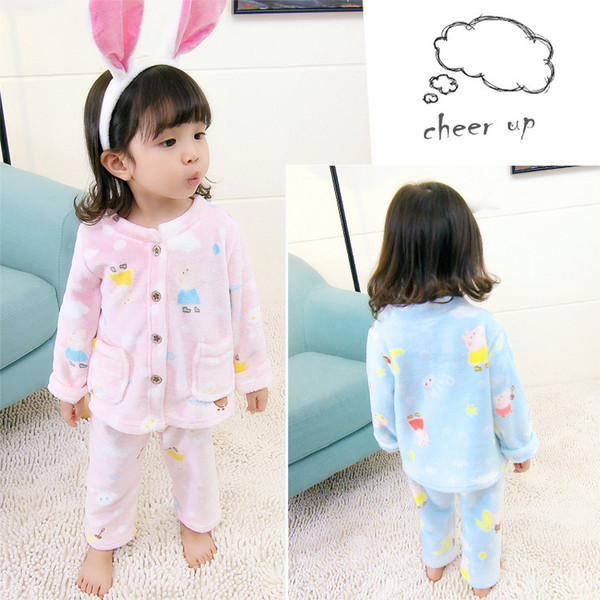 Pijamale copii pentru fete in roz si albastru