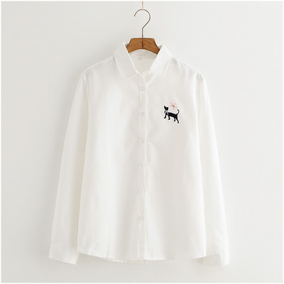 Μοντέρνο γυναικείο πουκάμισο σε δύο χρώματα με κεντήματα