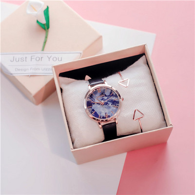 Ceas casual de dama cu curea din piele artificiala neagra