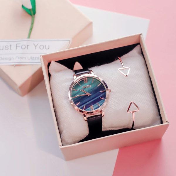 Ceas casual de dama cu curea din piele artificiala neagra