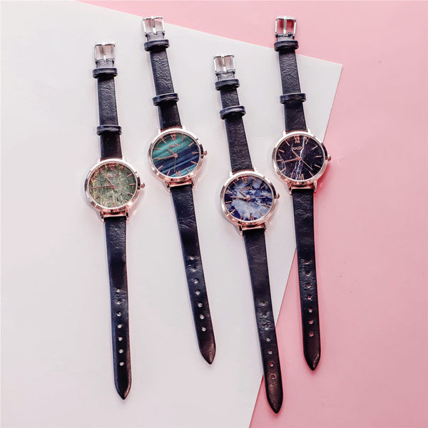 Ceas casual de dama cu curea din piele artificiala neagra