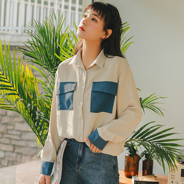 Cămașă lungă de damă casual cu două buzunare și guler