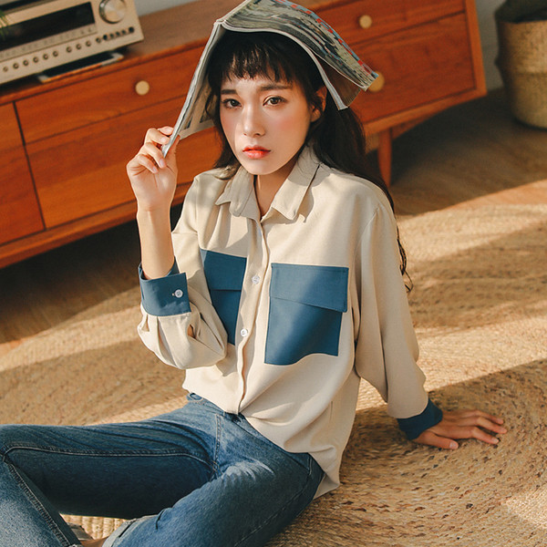 Cămașă lungă de damă casual cu două buzunare și guler