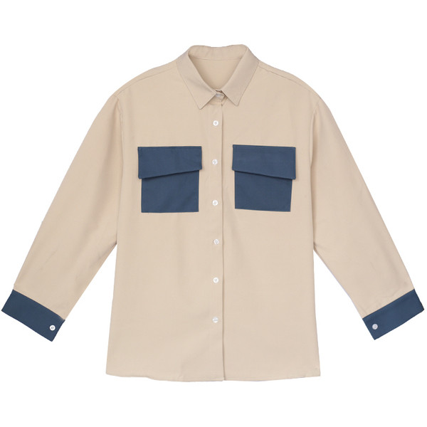 Cămașă lungă de damă casual cu două buzunare și guler