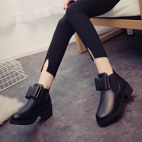 Cizme casual dama din piele ecologica cu panglica