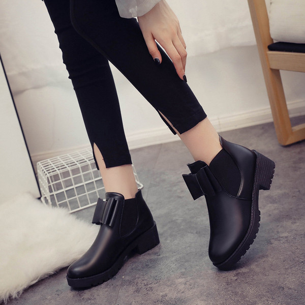 Cizme casual dama din piele ecologica cu panglica