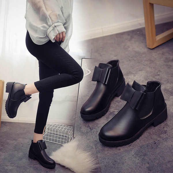 Cizme casual dama din piele ecologica cu panglica