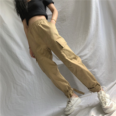 Дамски спортен панталон с висока талия и странични джобове