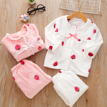 Παιδική πιτζάμα για κορίτσια σε ροζ και λευκό χρώμα