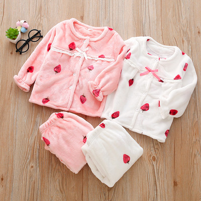 Детска пижама за момичета в розов и бял цвят