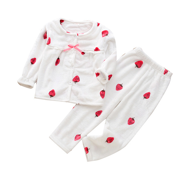 Pijamale copii pentru fete in roz si alb