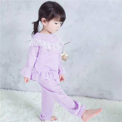 Children`s pajamas for girls with lace in two colors