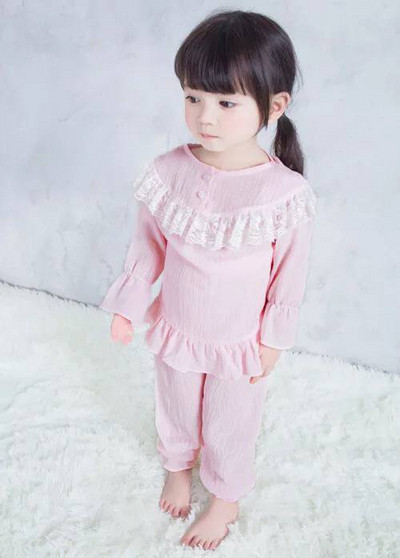 Pijamale pentru fete pentru copii cu dantela in doua culori