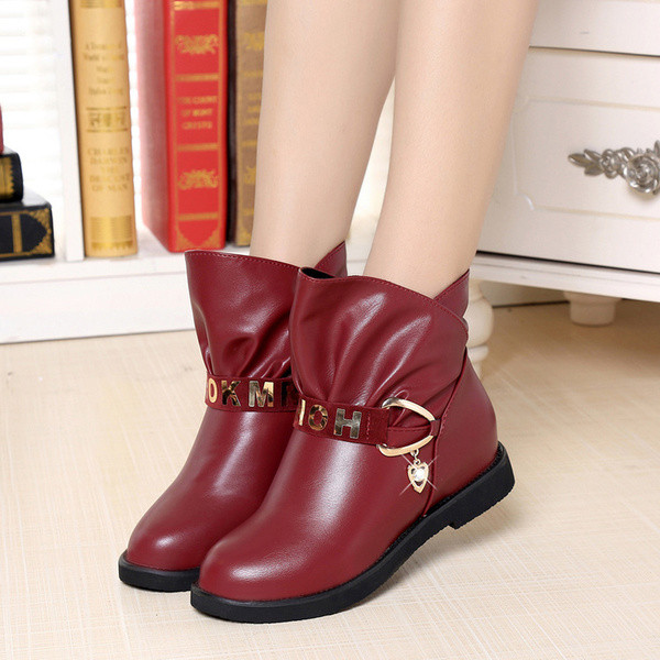 Cizme de dama elegante din piele cu catarama in doua culori