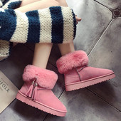 Γυναικείες  μπότες σουέτ με γούνα και φούντες σε τρία χρώματα