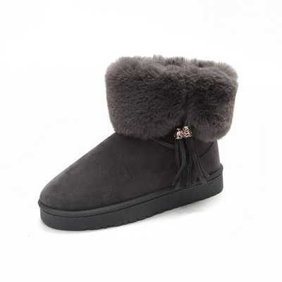 Γυναικείες  μπότες σουέτ με γούνα και φούντες σε τρία χρώματα