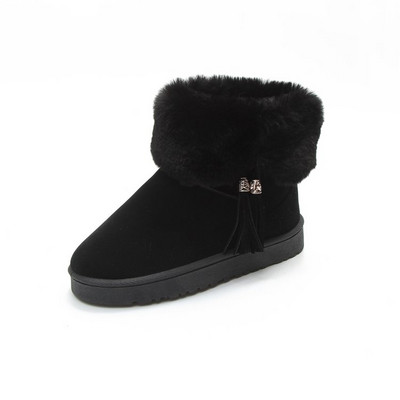 Γυναικείες  μπότες σουέτ με γούνα και φούντες σε τρία χρώματα