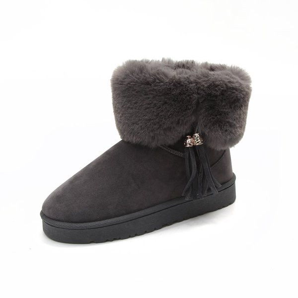 Γυναικείες  μπότες σουέτ με γούνα και φούντες σε τρία χρώματα