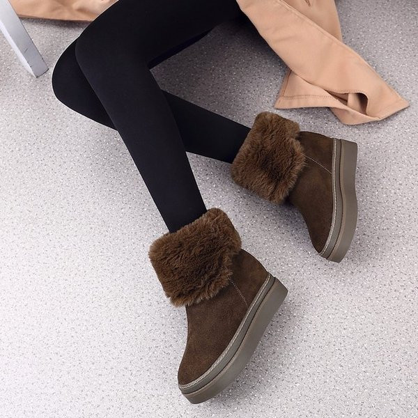 Καθημερινές  γυναικείες μπότες με γούνα σε δύο χρώματα