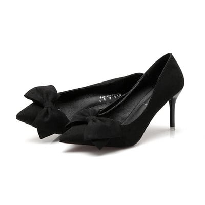 Pantofi de dama eleganti model ascutit cu element-panglica in mai multe culori