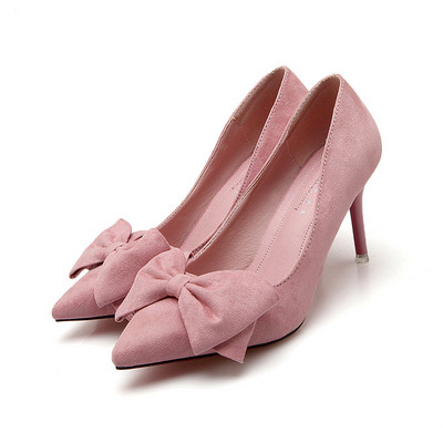 Pantofi de dama eleganti model ascutit cu element-panglica in mai multe culori