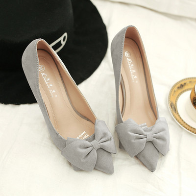 Pantofi de dama eleganti model ascutit cu element-panglica in mai multe culori