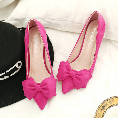 Pantofi de dama eleganti model ascutit cu element-panglica in mai multe culori