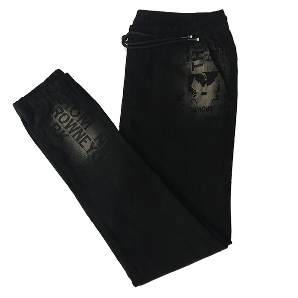 Blugi moderni pentru bărbați cu șireturi și inscripție