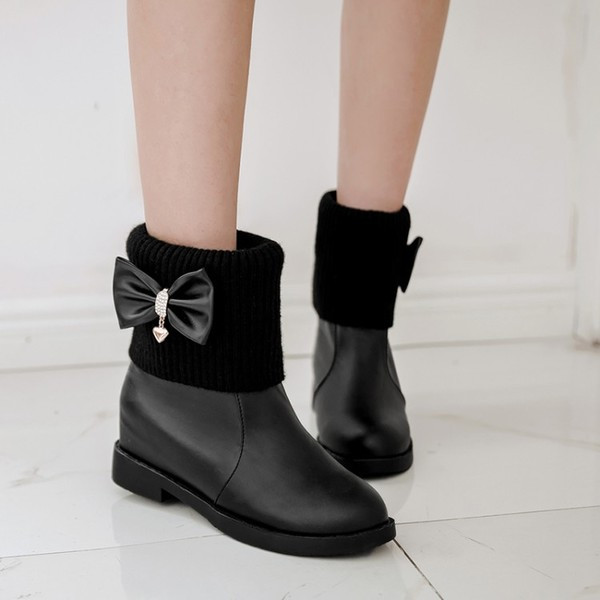 Cizme de dama elegante cu panglica in negru si crem