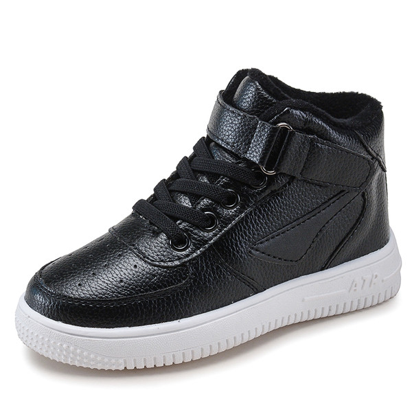 Adidași moderni de iarnă pentru copii pentru băieți în alb-negru