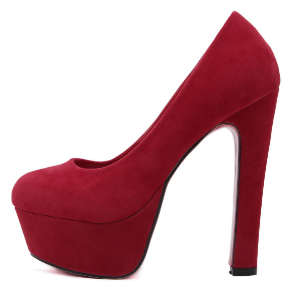 Μοντέρνα γυναικεία παπούτσια με ψηλό τακούνι με μαύρο και κόκκινο χρώμα