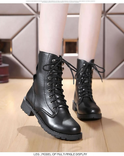 Cizme casual de dama negre cu sireturi