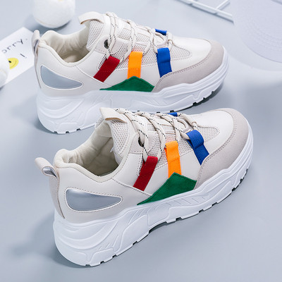 Tenisi casual dama cu talpa inalta in trei culori