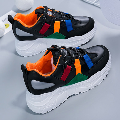 Tenisi casual dama cu talpa inalta in trei culori