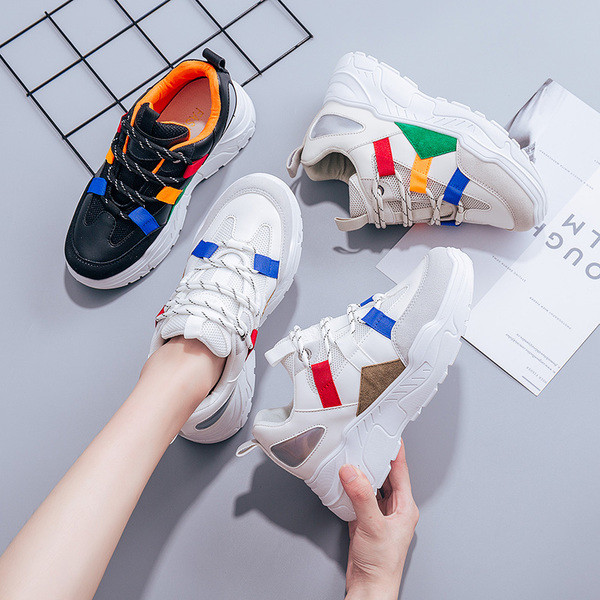 Tenisi casual dama cu talpa inalta in trei culori