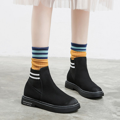 Cizme casual dama din piele intoarsa in doua culori