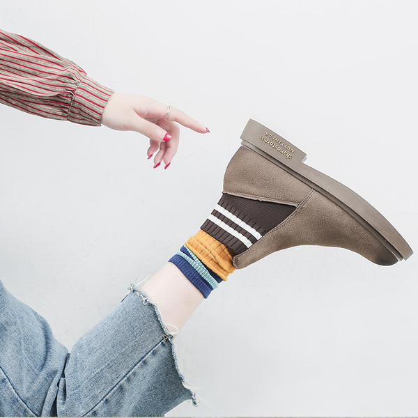 Cizme casual dama din piele intoarsa in doua culori