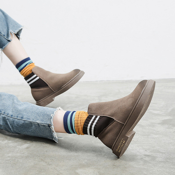 Cizme casual dama din piele intoarsa in doua culori