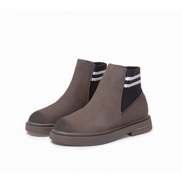 Cizme casual dama din piele intoarsa in doua culori