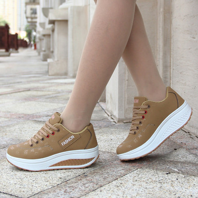 Modern women`s sneakers with high soles in three colors suitable for everyday use
