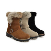 Μοντέρνες γυναικείες μπότες με πόρπη και γούνα σε τρία χρώματα