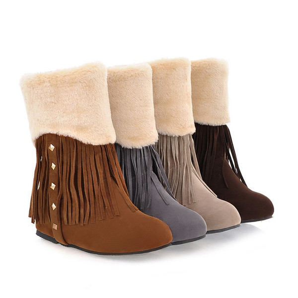 Cizme de dama elegante cu franjuri in patru culori