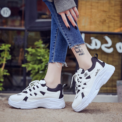 Adidasi moderni de dama cu talpa inalta in trei culori