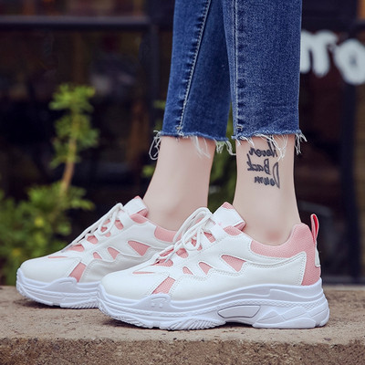 Adidasi moderni de dama cu talpa inalta in trei culori