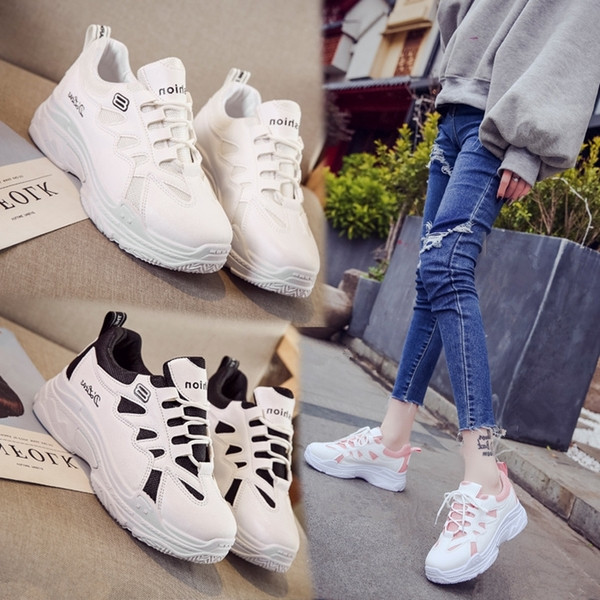 Adidasi moderni de dama cu talpa inalta in trei culori