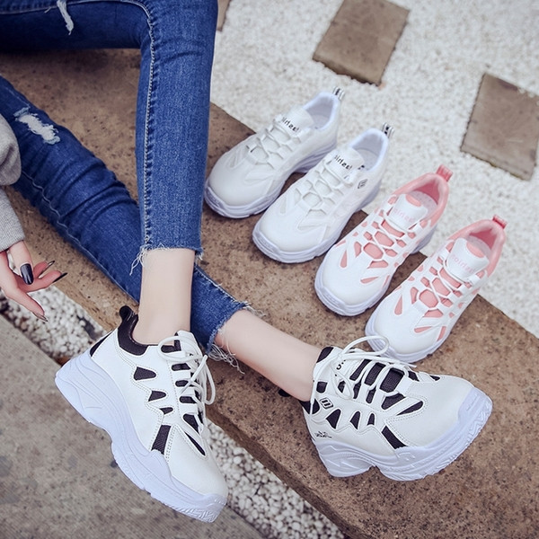 Adidasi moderni de dama cu talpa inalta in trei culori