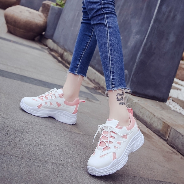 Adidasi moderni de dama cu talpa inalta in trei culori