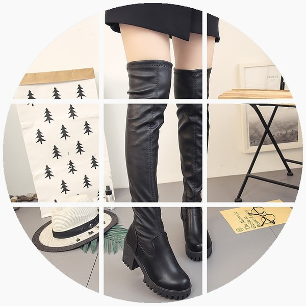 Cizme negre de dama moderne din piele ecologica