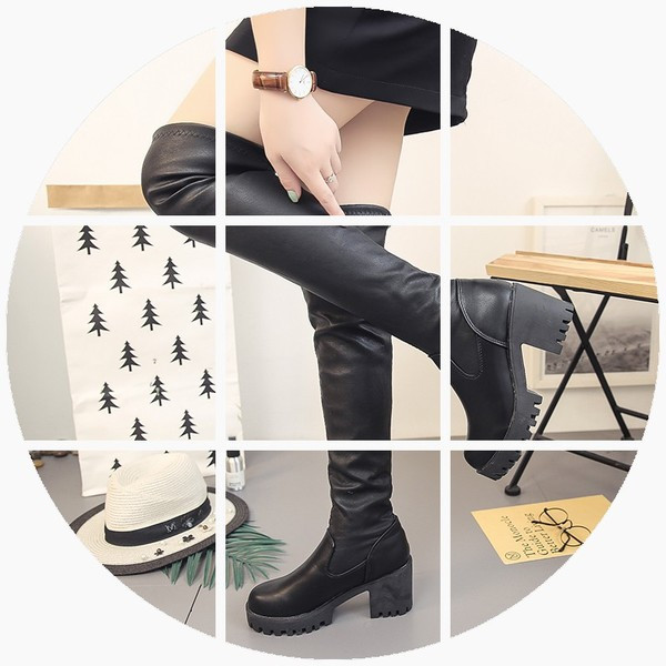 Cizme negre de dama moderne din piele ecologica